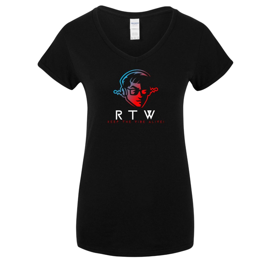 RTW with Red Faced Logo and catchphrase - Women’s V-Neck T-Shirt